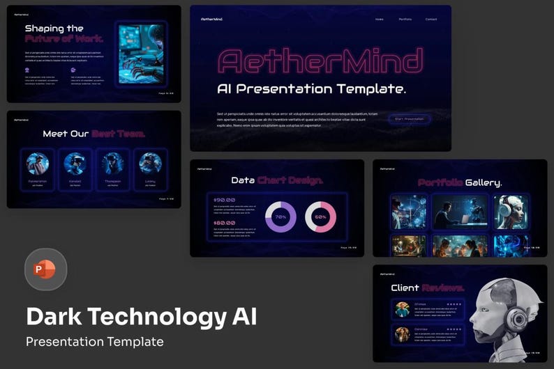 Dark AI Technology Powerpoint Template: Modern Business Presentation ...
