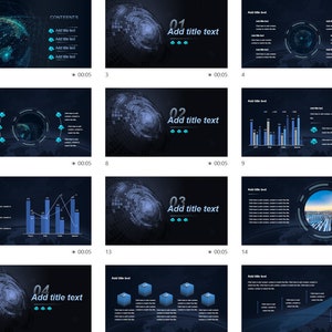 May include: A blue and white presentation template with a futuristic theme. The template includes a variety of slides with different layouts and graphics, including charts, graphs, and images. The slides are designed to be used for business presentations, reports, and other professional purposes.