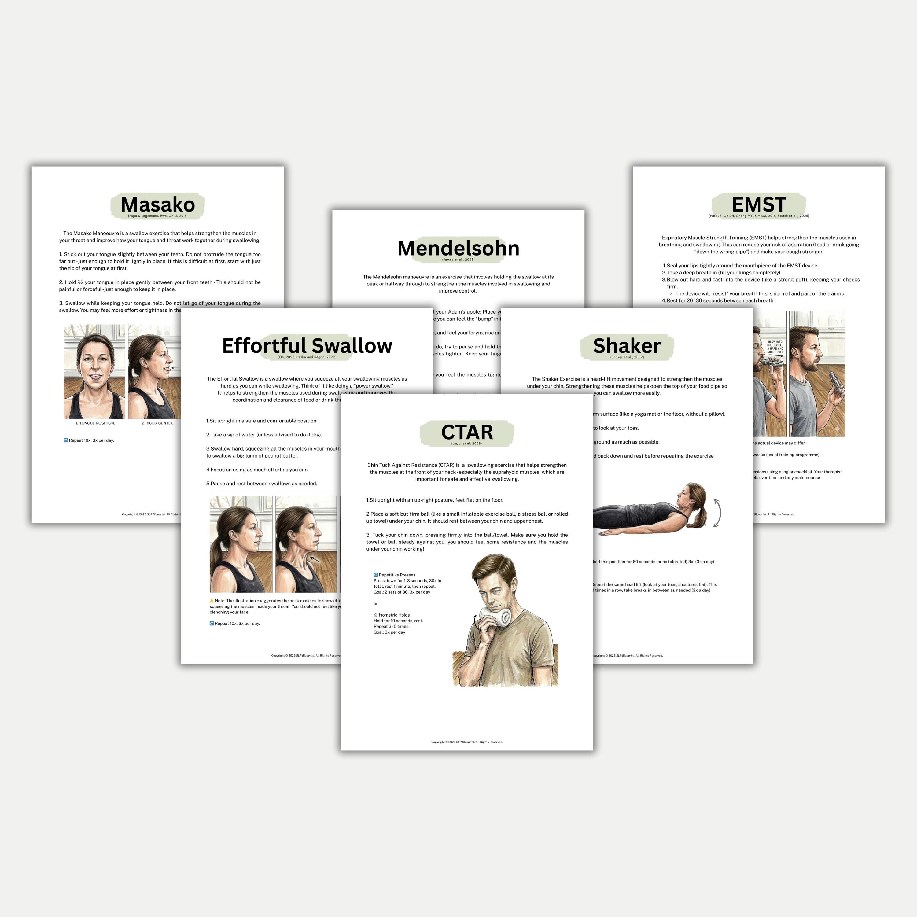 Swash Exercise Swallow Rehabilitation Exercises for Dysphagia Therapy | 6 Printable ...