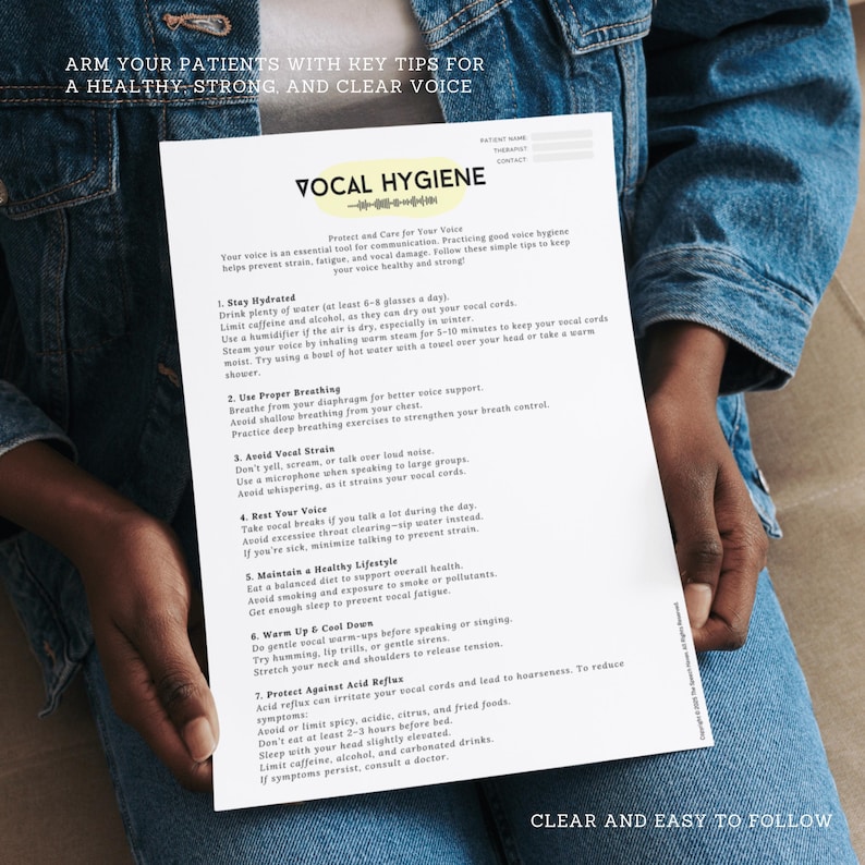 Vocal Hygiene PRINTABLE Handout / Speech and Language Pathology / Vocal ...