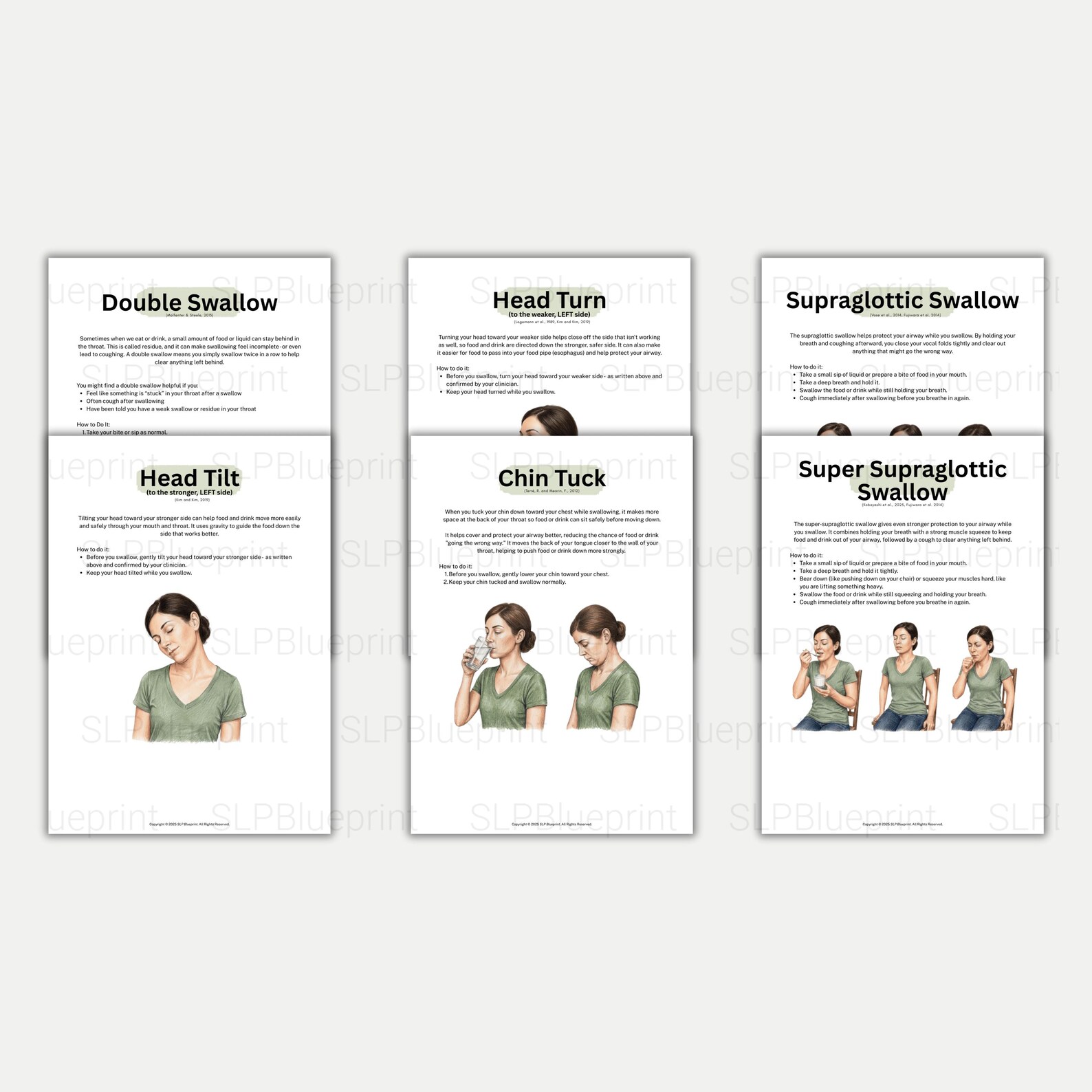 Dysphagia Compensatory Swallowing Strategies Handout: Speech Therapy ...
