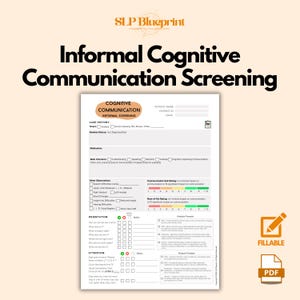 Informal Cognitive Communication Screening Speech and Language Pathology PRINTABLE AND FILLABLE