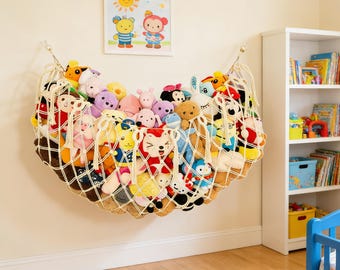 Peluche hamac avec franges, filet de rangement pour animal en peluche, jolie décoration murale pour chambre d'enfant, organisateur de chambre de bébé et de salle de jeux