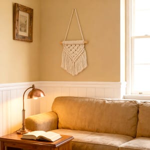 Boho Macrame Wall Hanging, Handwoven Mini Woven Art, Small Cotton Wall Tapestry, Cozy Home Decor, Bohemian Living Room, Housewarming Gift