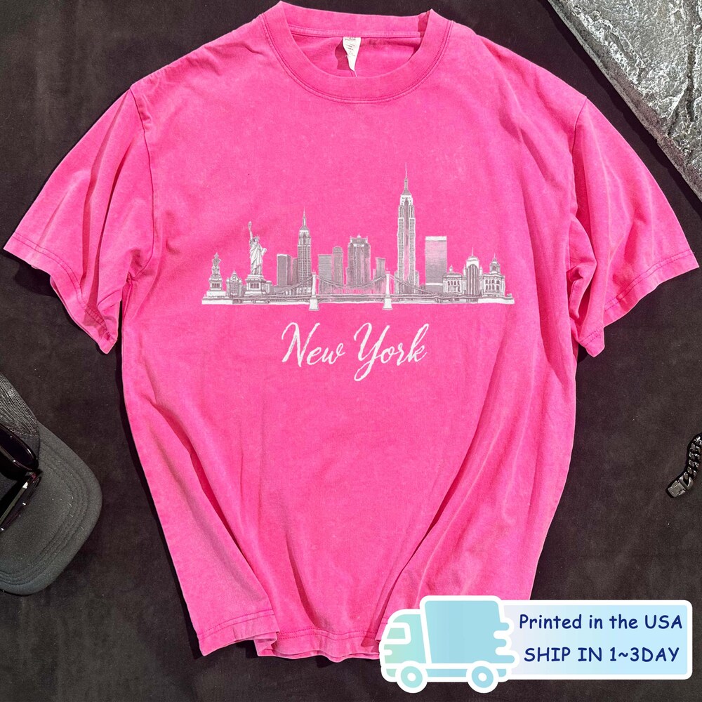 New York City Washed T Shirt,East Coast Washed Tee Shirt,New York Lover Gift,New York Short Sleeve,New York Skyline Vintage Shirt Bespoketshirt