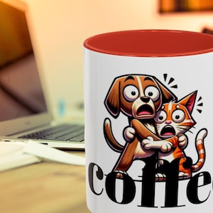 Funny Animal Coffee Mug - Perfect Gift for Pet Lovers, Cute Cat and Dog Design, Unique Kitchen Decor, Birthday, Coffee Lovers, Animal Gifts