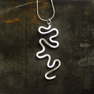 Abstract Wearable Art Pendant, Sterling Silver, Minimalist Jewelry, Birthday Gift Unisex, Mens Womens Necklace, Bold Unusual
