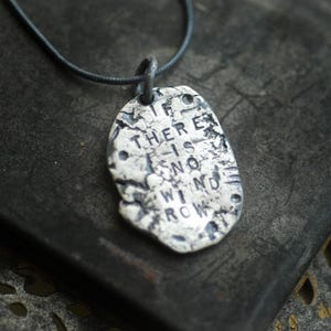 Sterling Silver Latin Quote Necklace: Inspirational Hand Sculpted Jewelry