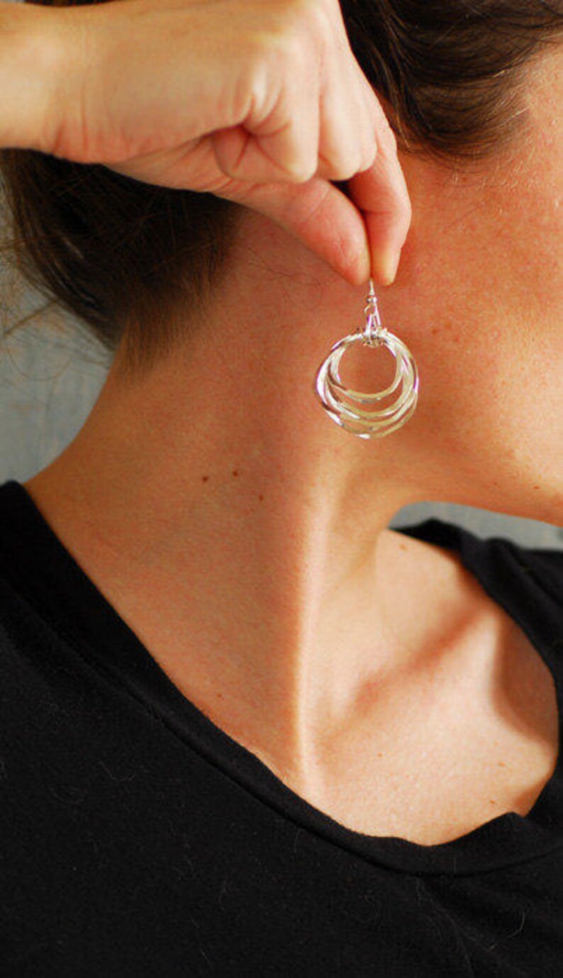 Boho Hoop Earrings, Small Hoop Earrings, Sterling Silver image 4