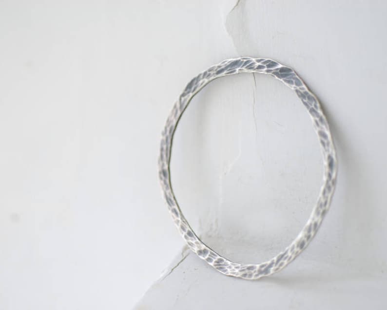 Thick Silver Bangle Stacking Bangle Black Bracelet Heavy Sterling Jewelry Textured Bangle Ripple Jewelry