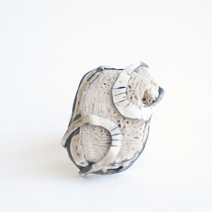 Raw Shell Sterling Silver Ring: Rustic Wearable Art, Size 8.5