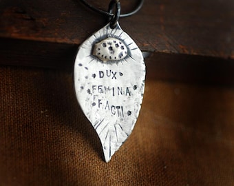 Dux Femina Facti Sterling Silver Pendant: Woman Led Enterprise, Girl Boss Gift