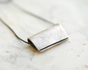 Silver Square Necklace, Architectural Art Jewelry, Gift for Architect, Rectangle Pendant