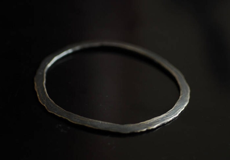 Thick Silver Bangle Stacking Bangle Black Bracelet Heavy Sterling Jewelry Textured Bangle Ripple Jewelry