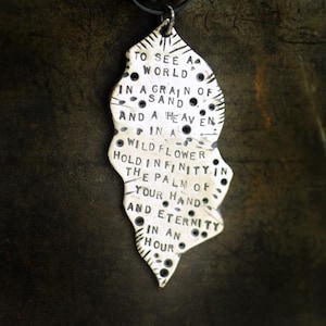 Blake Quote Sterling Silver Necklace: Literary Jewelry