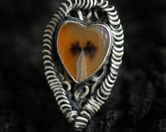The Air That I Breathe, Montana Agate Ring, Sterling Silver Heart Jewelry, Love Jewelry, Hope Ring, Taylor Twigg Jewelry Unique OOAK Artisan