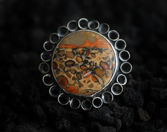 Conservation, Peanut Jasper Ring, Landscape Jasper Ring, Round Ring, Statement Ring, Orange Ring, Earthy Ring, Desert Ring, Mars Landscape