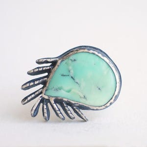 Leviathan, Chrysoprase Ring, Mint Green Jewelry, Sterling Silver, Whale Ring, Nautical Ring, Ocean Jewelry, Gift for Sea Lover, Handmade Art
