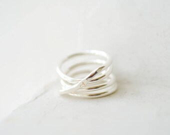 Silver Wrap Ring, Wide Sterling Ring, Initial Jewelry, Minimalist Jewelry, Stacked ring, Handmade ring, Architectural ring, Infinity ring