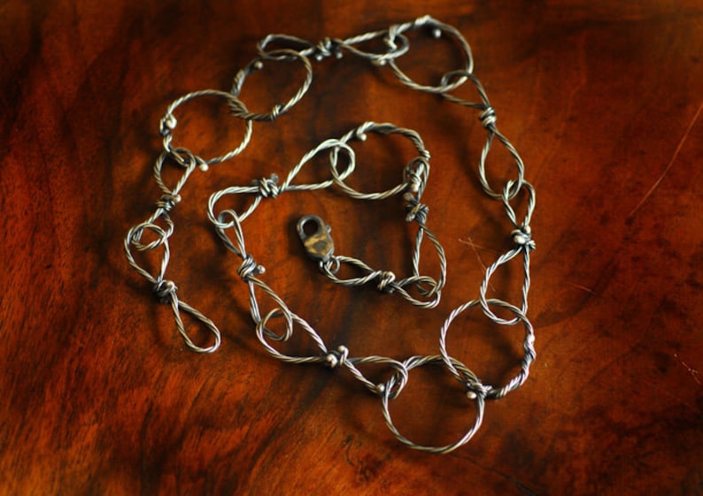 Nautical Fisherman's Knot Link Chain Necklace Sterling Etsy
