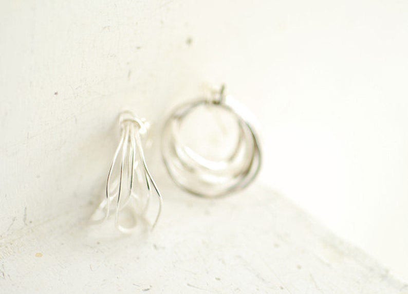 Boho Hoop Earrings, Small Hoop Earrings, Sterling Silver image 3