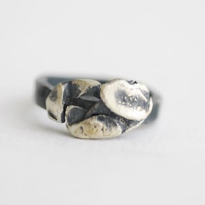 Abstract Sterling Silver Ring: Sculpted Wearable Art, Size 8 1/4
