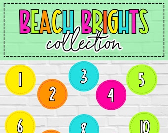 Numbers 1-30 Tropical Bright Vibrant Classroom Decor Printables Teacher Essentials Elementary Education | Beach Brights Collection