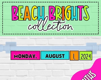 Flip Calendar Tropical Bright Vibrant Classroom Decor Printables Teacher Essentials Elementary Education | Beach Brights Collection