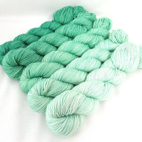 Gradient Yarn Kit, Hand Dyed Merino Wool, Lilt Sock - Mint