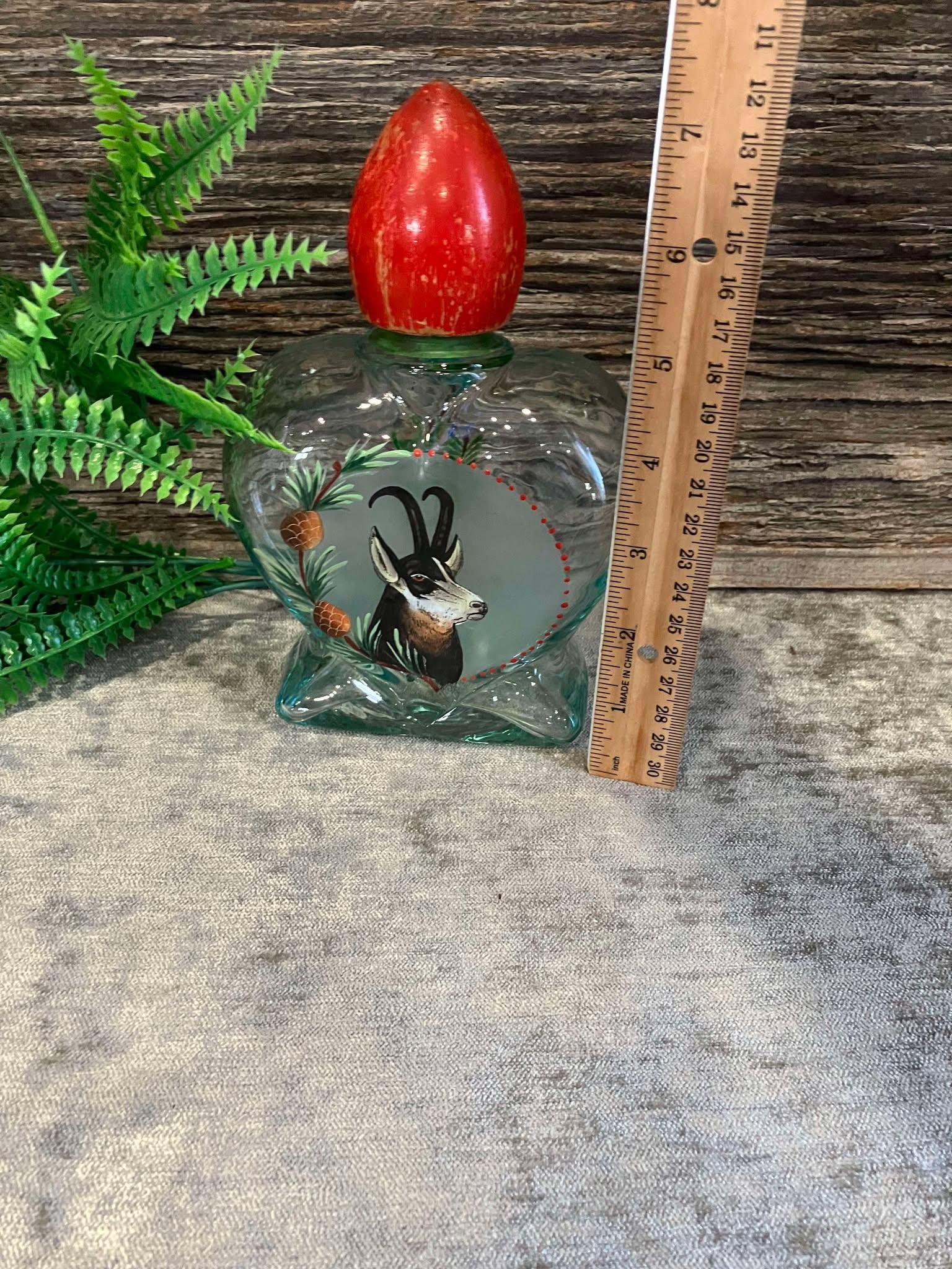 Rare Elk/goat Decanter: Empty Glass Bottle With Red Lid - Etsy
