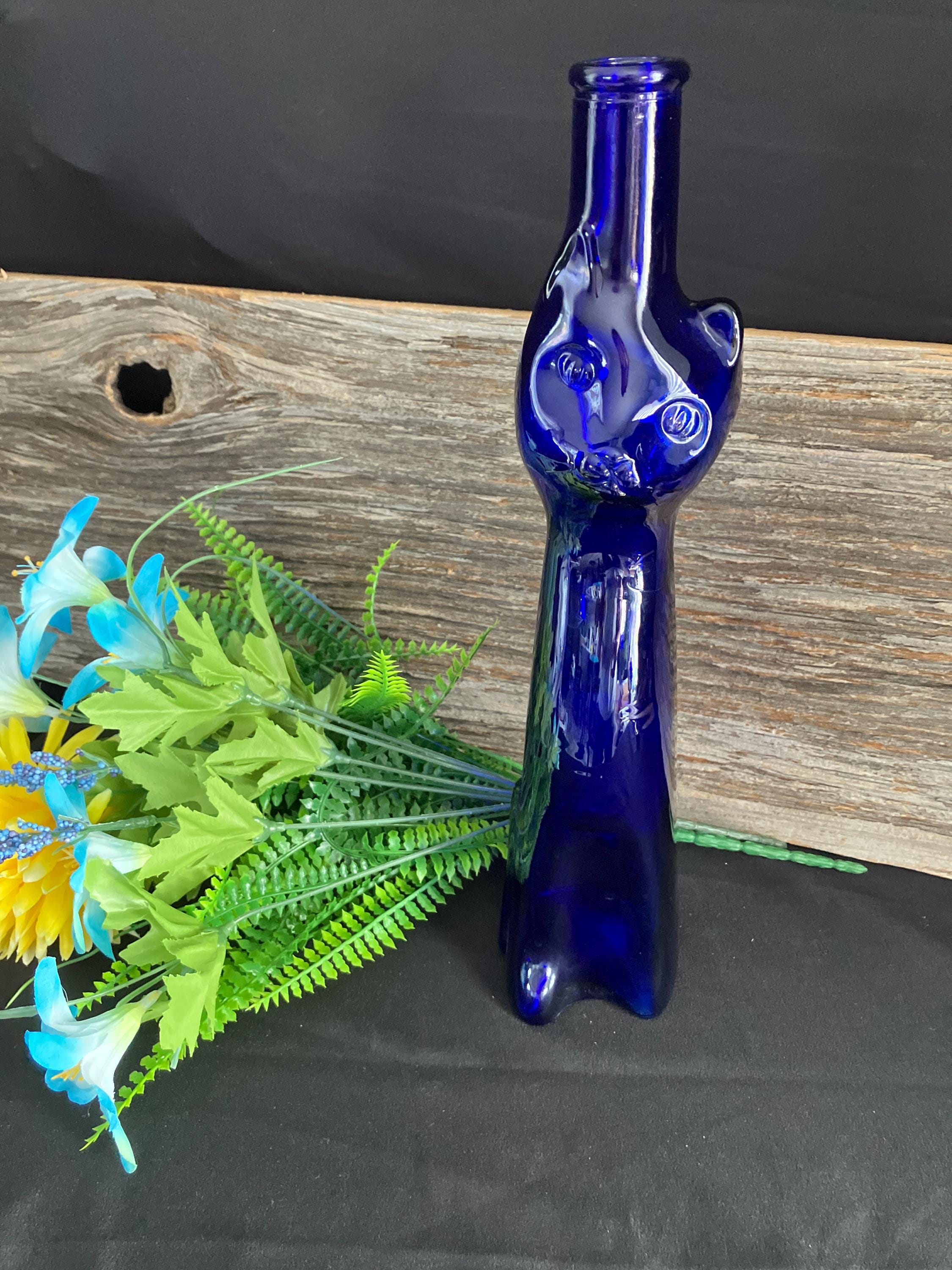 Cobalt Blue Cat Wine Bottle Vase: Collectible German Riesling - Etsy