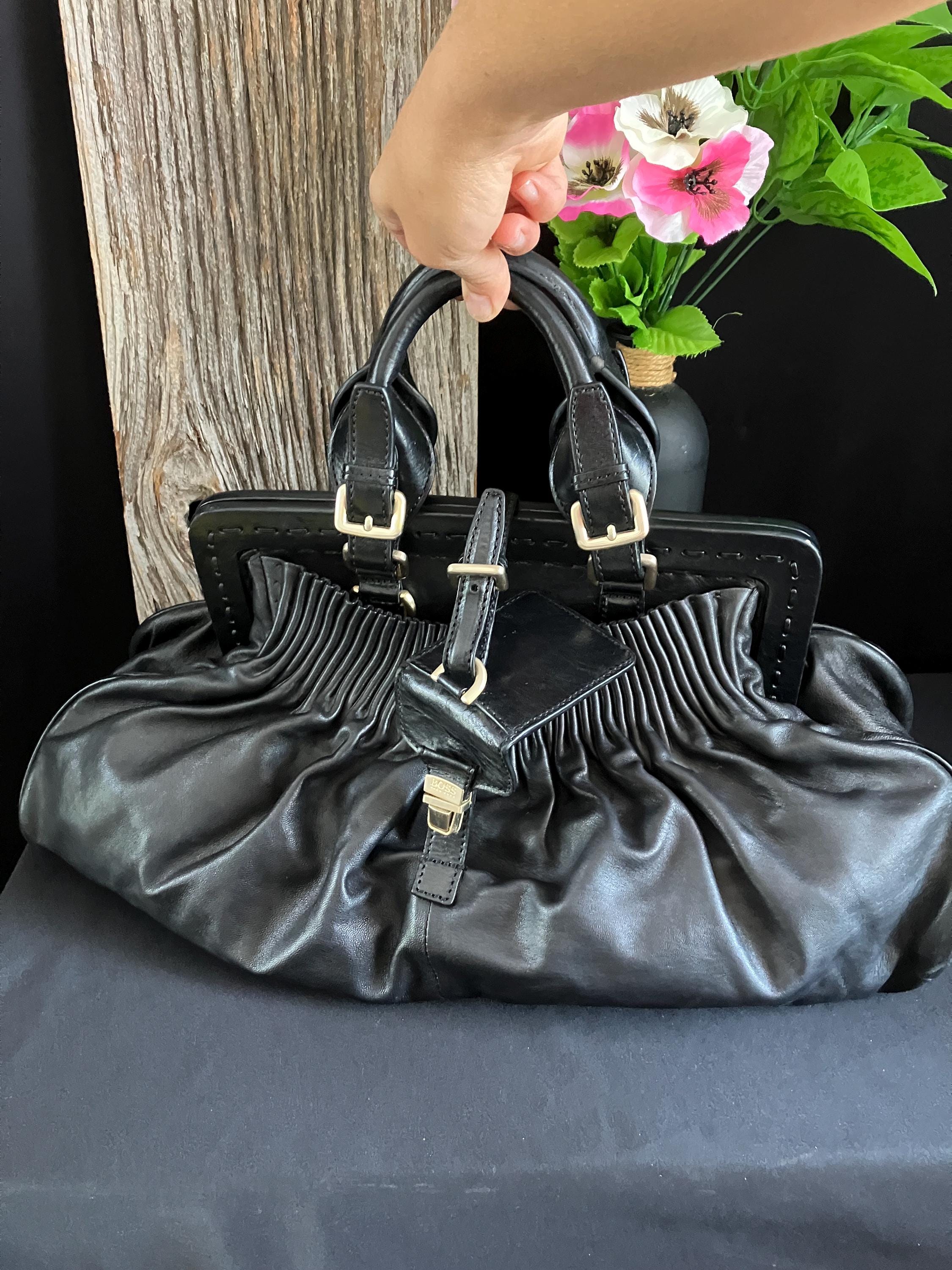 70〜90s vintage boss lether shoulder bag Vintage 80s 90s Medium Soft Patchwork Leather Handbag