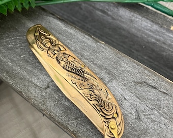 Vintage All Brass Thai siam goodness pocket knife. Thailand. pocket knife 3 inch closed