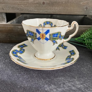 Adderley Nova Scotia Tartan Teacup And Saucer, English Bone China Tea Cup, Vintage China, Afternoon tea