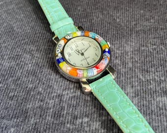 Venetia Vitnum Venice Style Millefiori Murano Glass Watch 8” Glass Of Venice Murano Glass Millefiori Watch Round  main image 4