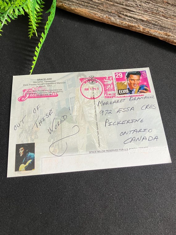 Vintage Elvis Presley Postcards, Souvenir License, & Dollar Bill