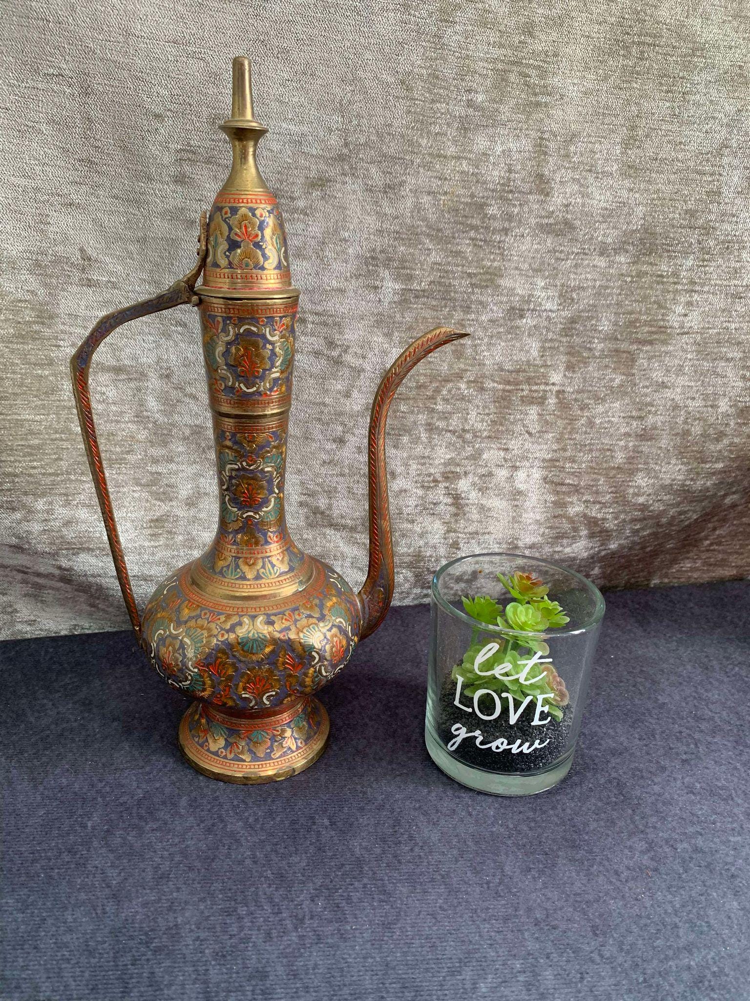 Vintage Engraved Brass Mughal Pitcher: Decorative Surahi Aftaba - Etsy