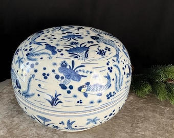 Bok Choy Turquoise Hand Painted Porcelain Chinese Large Bowl - Etsy