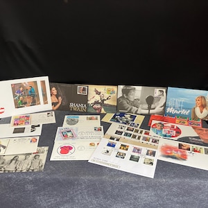 Lot of 19 Vintage first day covers FDC USA stamp collecting. various music artist, country, Tragically Hip, The Bee Gees, etc
