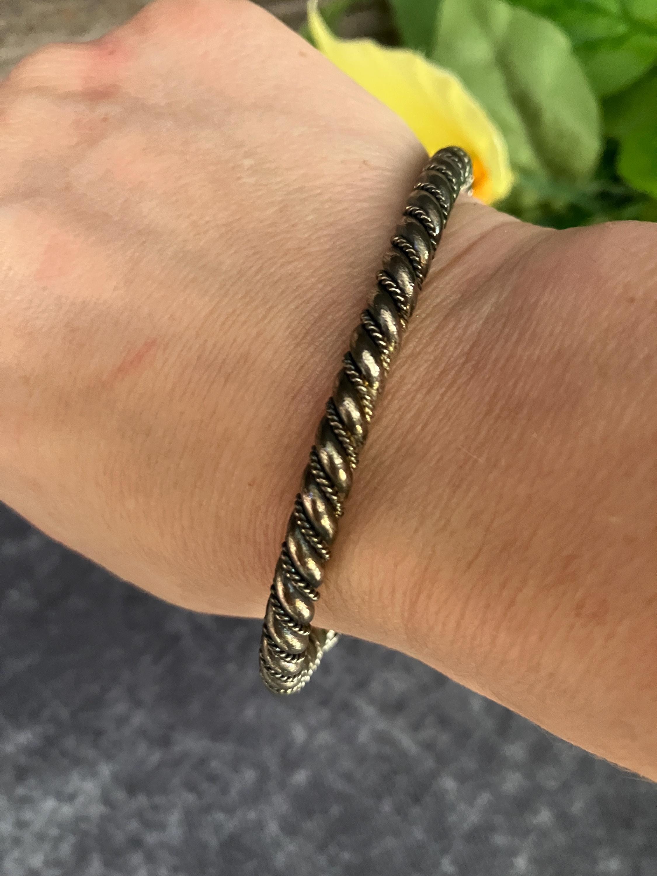 Unique Vintage Rope Style Bracelet With Snake Heads on the Ends