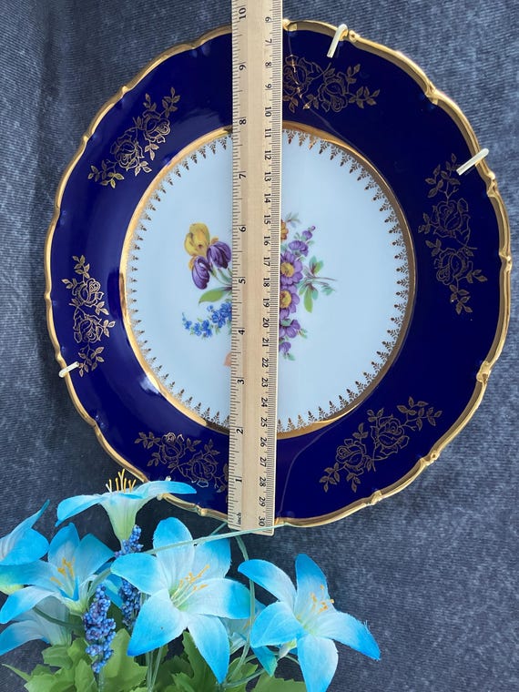 Cabinet Plate Cobalt Blue MZ Underglaze Porcelain Plate