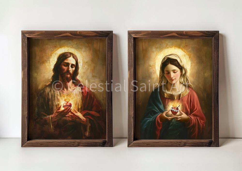 Sacred Hearts of Jesus and Mary - Digital Print