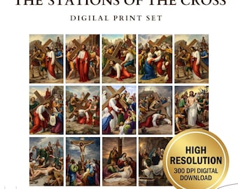 Le stazioni della Via Crucis - Set di stampe digitali / Alta risoluzione / Accesso immediato / Download facile