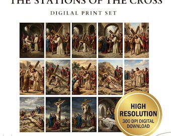 Le stazioni della Via Crucis - Set di stampe digitali / Alta risoluzione / Accesso immediato / Download facile