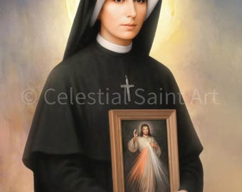 St. Faustina - Digitaldruck | Hohe Auflösung | Sofortiger Zugriff | Einfacher Download