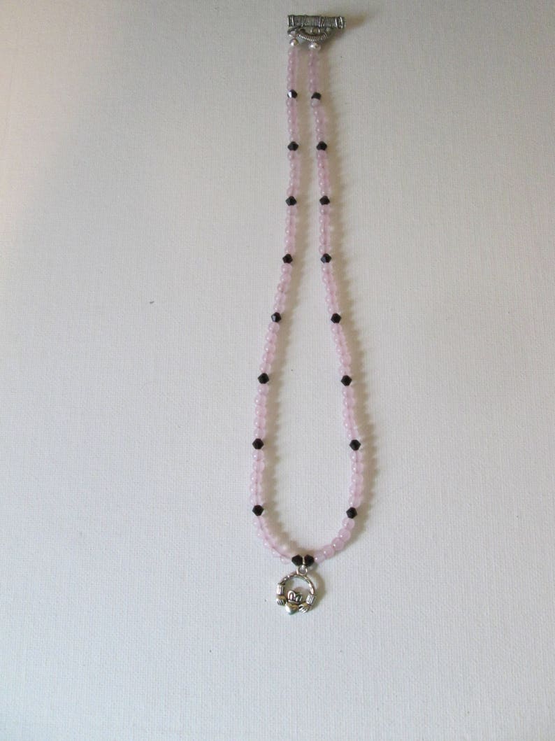 Rose Quartz and Garnet Swarovski crystal Necklace image 3