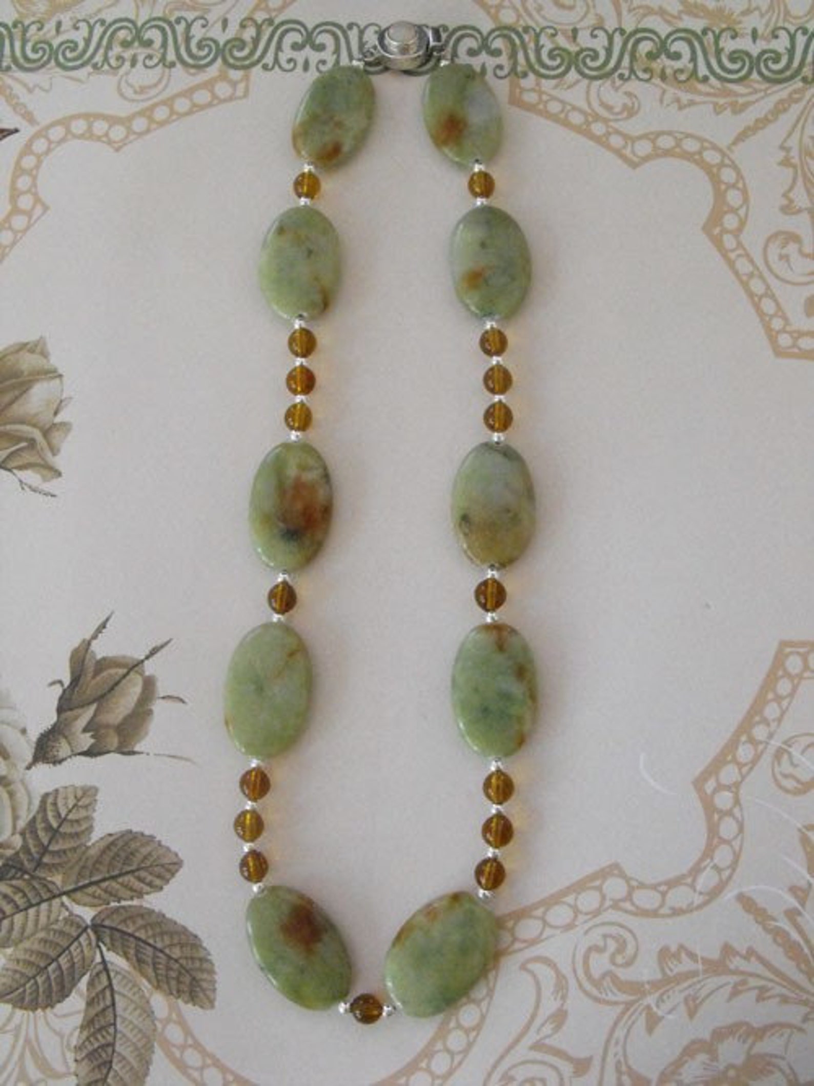 Sterling Silver Serpentine Necklace Set Etsy