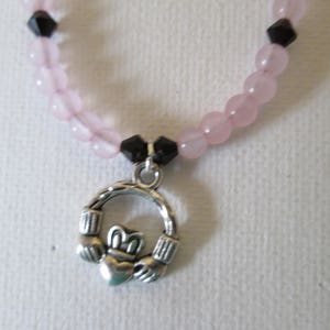 Rose Quartz and Garnet Swarovski crystal Necklace image 1