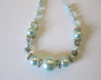 Blue Glass Pearls and Crystal Rondelles 2