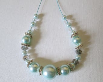 Blue Glass Pearls and Crystal Rondelles